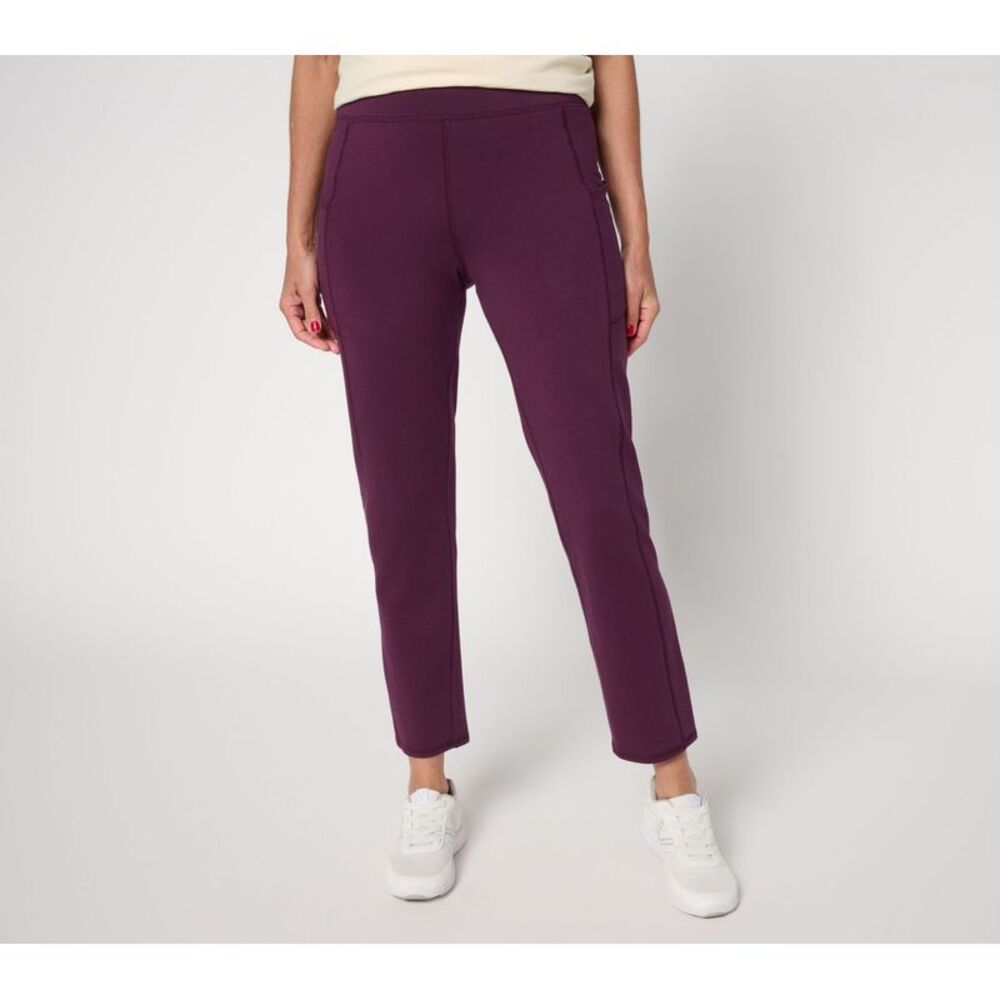 Denim & Co. Women's Pants Sz XL Tall Active Duo Slim Straight Purple